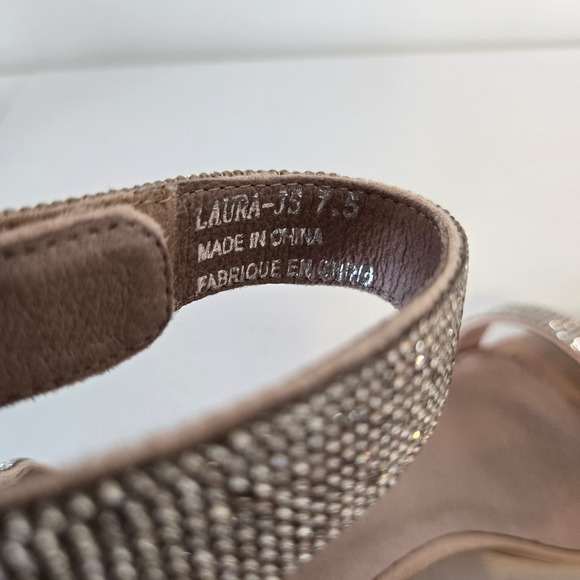 Jeffrey Campbell Laura Crystal Embellished Block Heeled Open Toe Sandal Size 7.5 - Picture 10 of 13